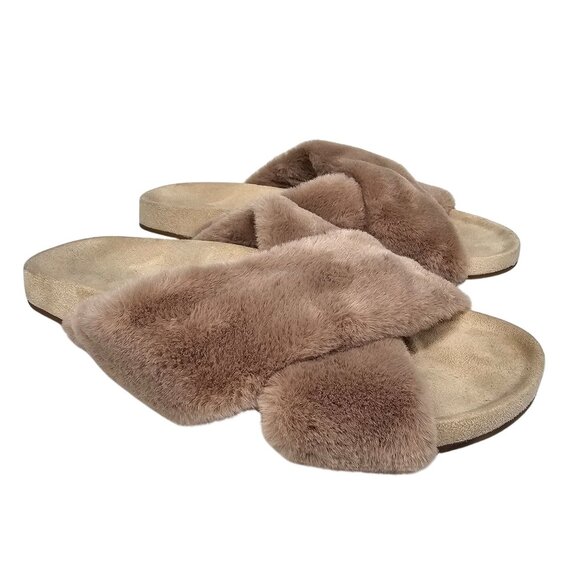 Birdies "Robin" Faux Fur Cross-Band Slip-On Slippers‎ Comfort Beige Womens 8.5 - Picture 11 of 11